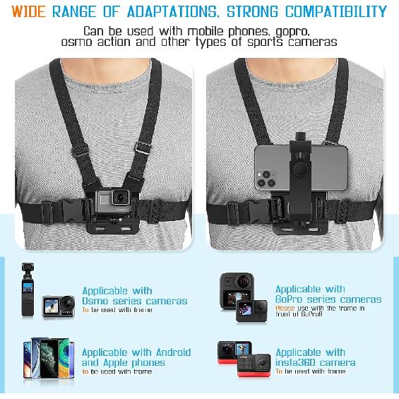 Outdoor Sports Action Camera Chest Strap Mount Phone Live Streaming Shooting Accessory First-Person View Cycling Gear 6