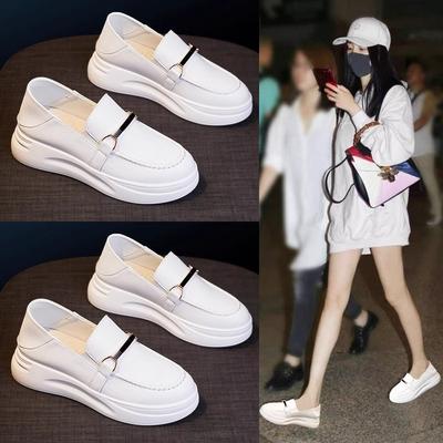 Женская обувь из натуральной кожи, увеличивающая рост, на толстой подошве, повседневная, лоферы два в одном