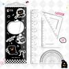 4-Piece Set Transparent Plastic Rulers Straight Rulers Protractors Set Square Kawaii School Stationery Kid Math Stationery