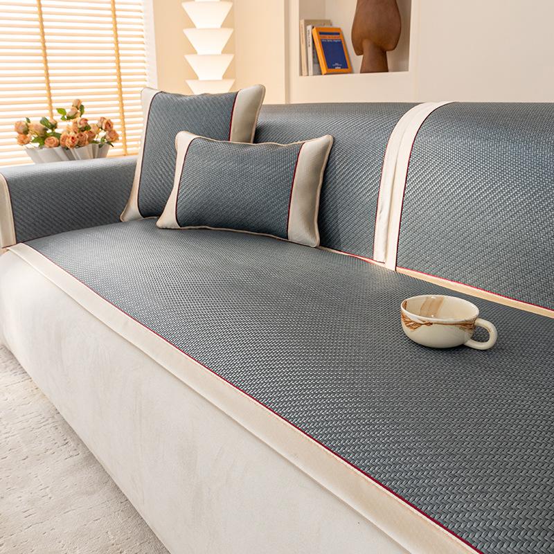 Natural Rattan Mat Sofa Mat Summer New Non-Slip Seat Cushion Summer Ice Mat Solid Wood Sofa Cover