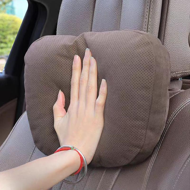 30x22cm Car Headrest Suede Breathable Non-slip Car Seat Neck Comfort Pillow Lumbar Cushion Four Season Auto Interior Accessories