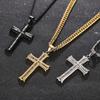 316L Stainless Steel Cross Chain Necklace Pendant For Men Religious Zircon Accessories