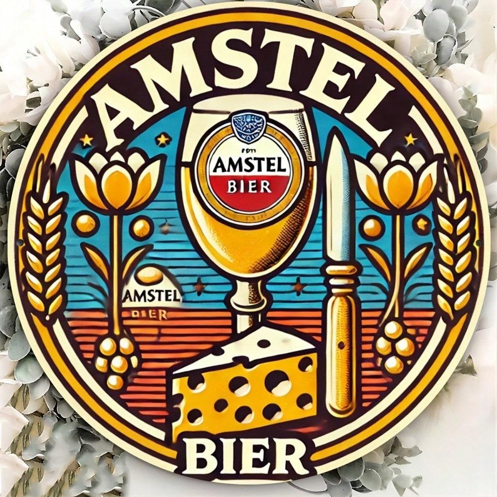Винтажная жестяная вывеска Amstel Bier 8x8 Ретро Алюминиевое Настенное Искусство для Домашнего Бара Паба Декор