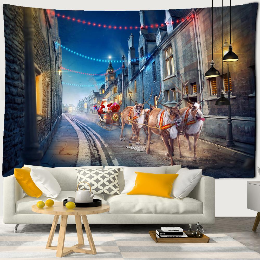 Рождественский гобелен, подарок, настенный подвес, зимняя ночь, Снежинка, Лось, Санта-Клаус, подвесное одеяло для камина, подарок, украшения для стен дома