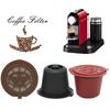 Refillable Espresso Coffee Capsule Coffee Filters No Spills Reusable Espresso Pods with Spoon Brush Coffee Capsule Refill Tool