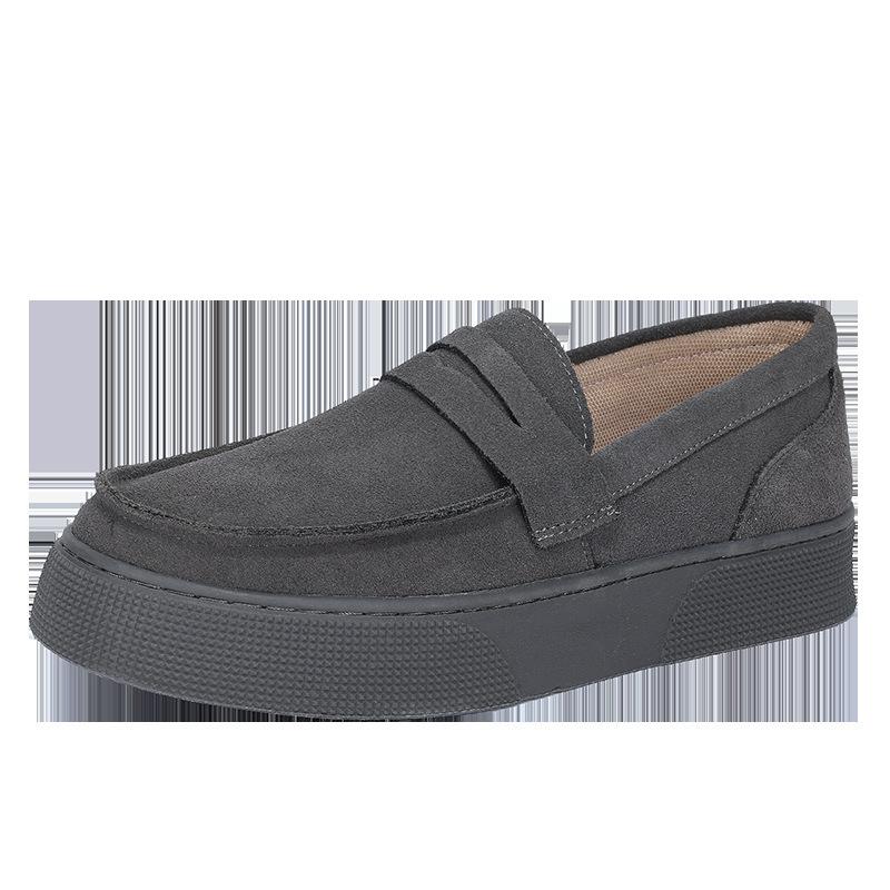 Men's Shoes 2024 New Summer Leather Surface Breathable Beanie Shoes Men's Soft Sole Height Increase One Pedal Non-slip Loafers