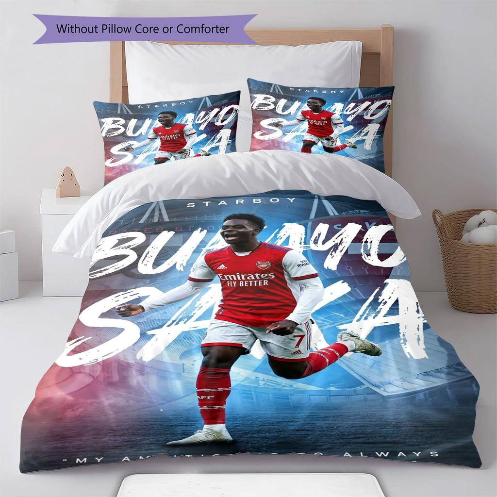 Bukayo Saka player Bedding Quilt Set Quilt Cover Pillowcase Home Decoration Birthday Gift (1 * duvet cover + 2 * pillowcase, without core)