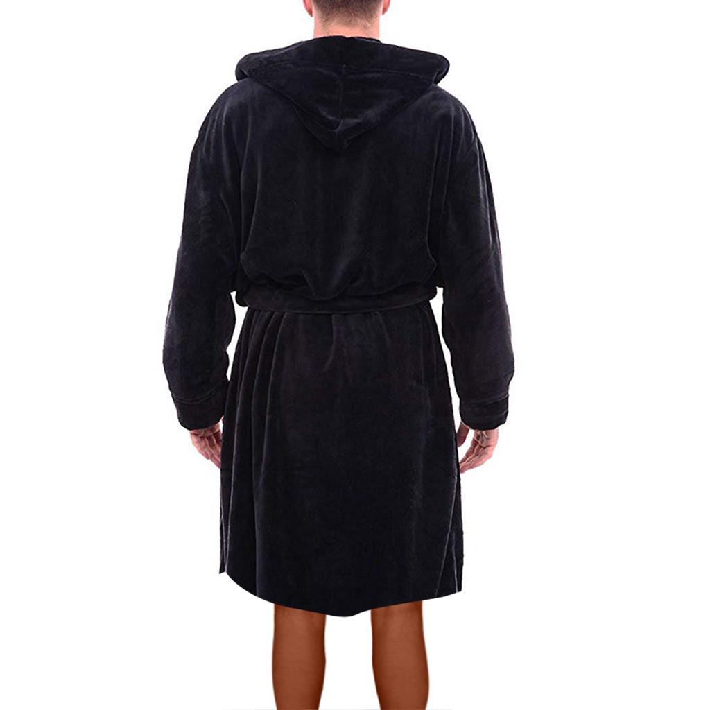 Men's Winter Plush Lengthened Shawl Bathrobe Home Clothes Long Sleeved Robe Coat