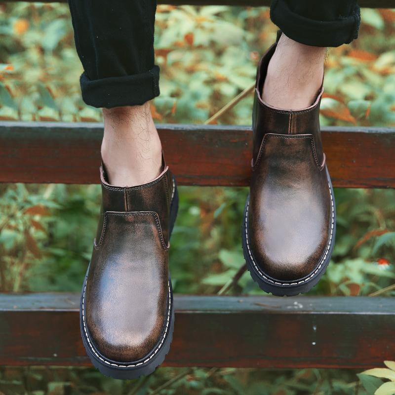 Мужская обувь Длинные ботинки в британском стиле Мужские однотонные ботинки челси Очень большие короткие ботинки Деловая официальная обувь