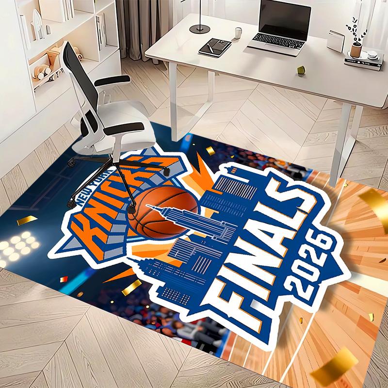 Knicks logo Print Area Rug - Soft, Washable Non-Slip Indoor Mat for Office Chairs, Living Room, Home Office Decorative Rug