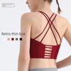 Женский спортивный бюстгальтер с высокой ударопрочностью на тонких бретельках - противоударный жилет для йоги с завязками на шее и сборками на спине