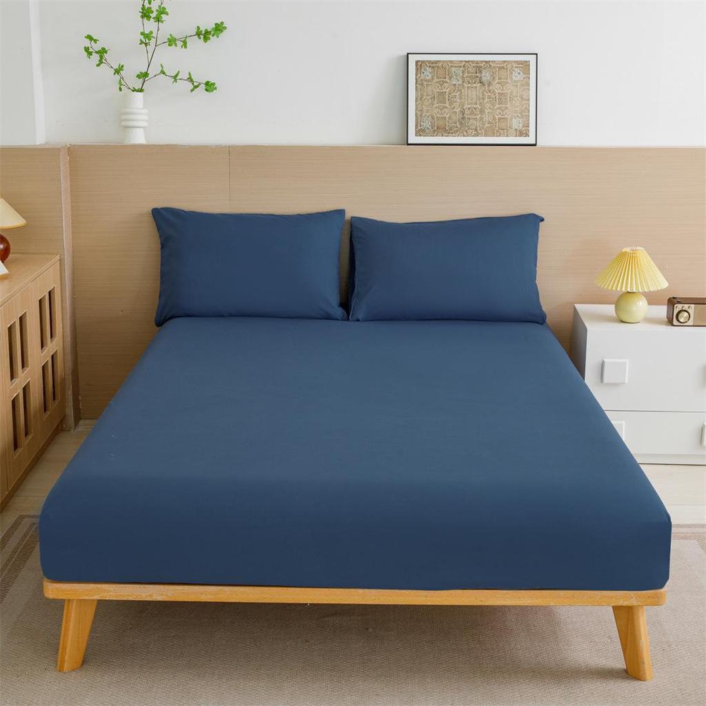 Однотонная односпальная простыня с наволочкой и чехлом для матраса - цельное постельное белье из домашнего текстиля