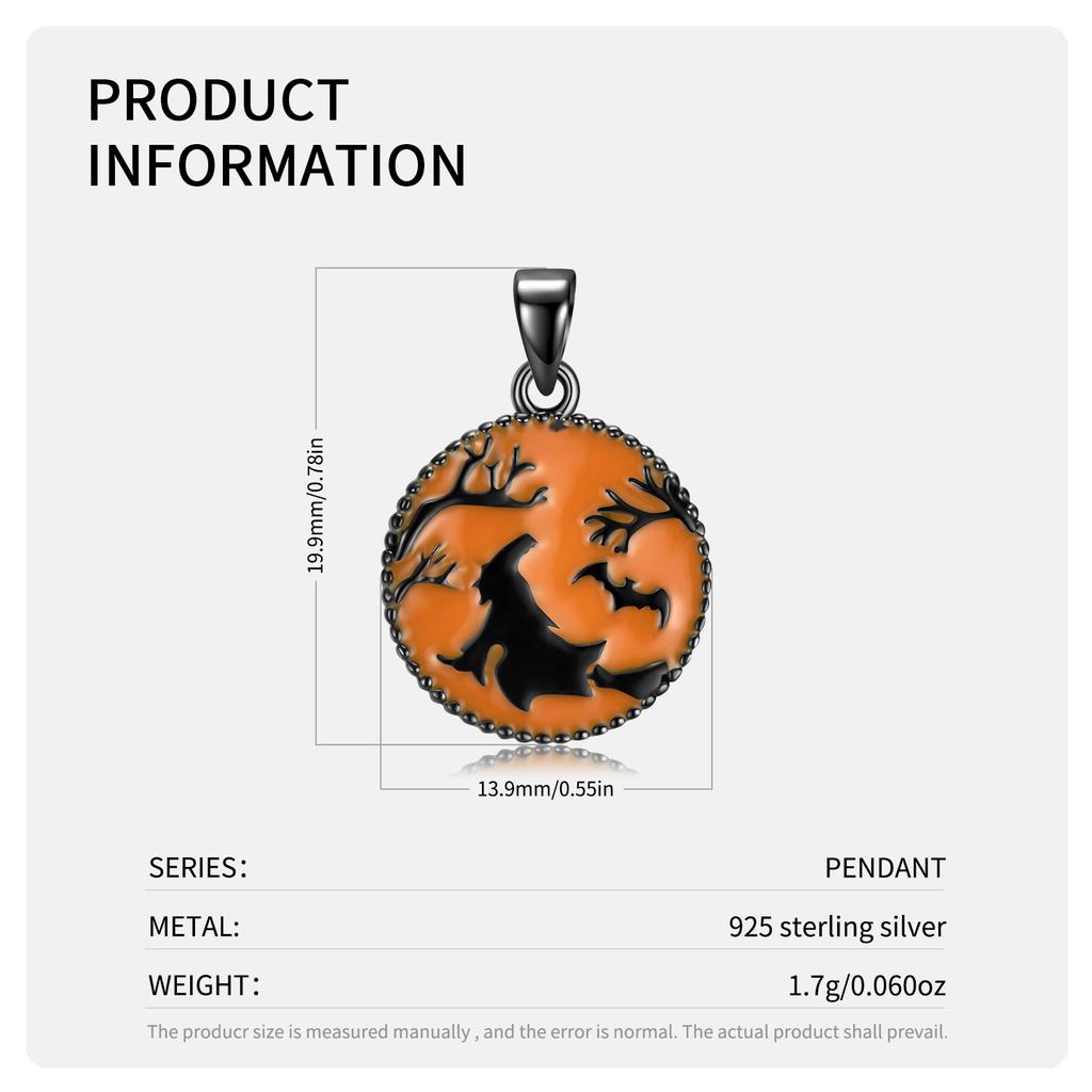 Подвеска в виде летучей мыши и замка для ожерелья, подлинная подвеска из стерлингового серебра 925 пробы с эмалью для женщин, цепочка, ожерелья, ювелирные изделия, подарок на Хэллоуин