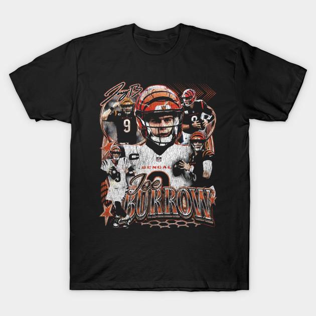 Men Black Print T-shirt Joe Burrow Cincinnati Vintage No-Cut Transfer Paper Print Cotton Tshirt