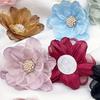 5pcs Handmade Fabric Flower Appliques with Beaded Center, Multilayer Organza Flowers for DIY Dress, Shoes, Brooch Accessories