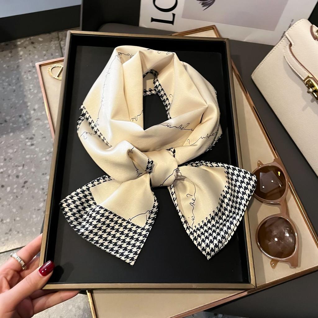 Luxury Summer Long Silk Scarf Female Animal Horse Print Thin Narrow Scarf Bag Hair Band Ribbon Scarfs Women Neckerchief