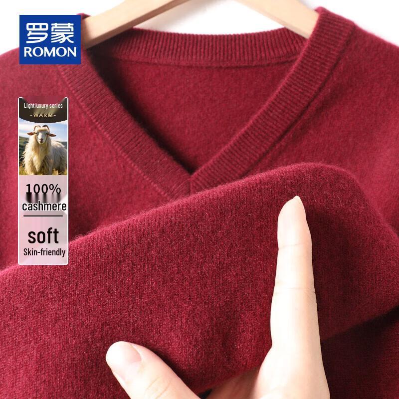 ROMON Мужской толстый пуловер с V-образным вырезом из 100% кашемира