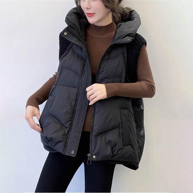 Женская куртка Пуховик Парка Ветрозащитная Легкая с капюшоном Теплый Жилет Женский Пух белой утки Пуховик Без рукавов