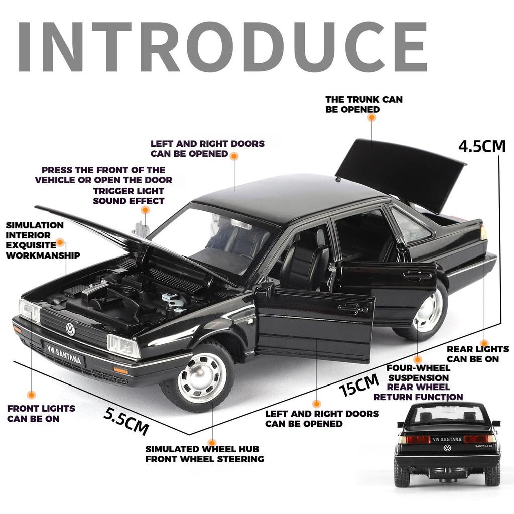 1/32 Volkswagen Santana Сплав Металл Литой Модель Машины Классические Чувства Коллекции Декоративные Украшения Подарки на День Рождения с Мальчиком