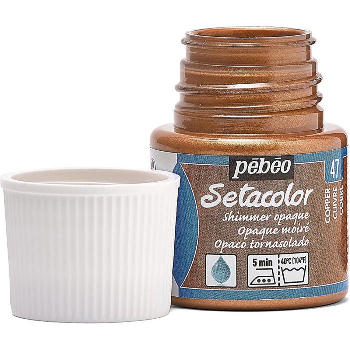 Peinture tissu - pebeo - sétacolor opaque moire cuivre - 45 ml - couleur cuivrée - effet métallique