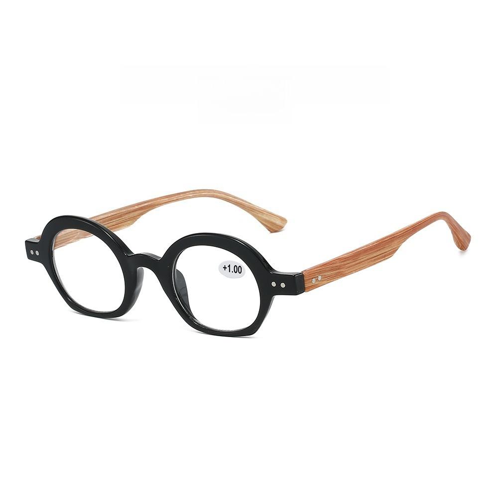 New Wood-Grain Pattern Pinpoint Presbyopia Glasses Small-Frame Oval Reading Glasses For Men And Women With Blue Light Protection