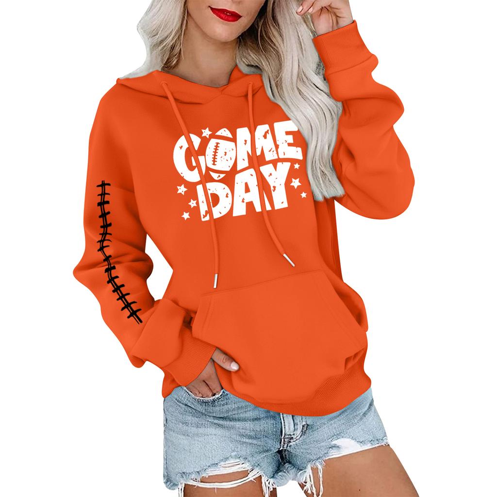 Women's Fashionable, Casual, Comfortable Round-neck, Hooded, Long-sleeved, Rugby-print Warm Sweater