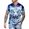 Модная мужская футболка с 3D принтом тигра, повседневная футболка большого размера с круглым вырезом и коротким рукавом, летние уличные топы в стиле хип-хоп с животными, футболки