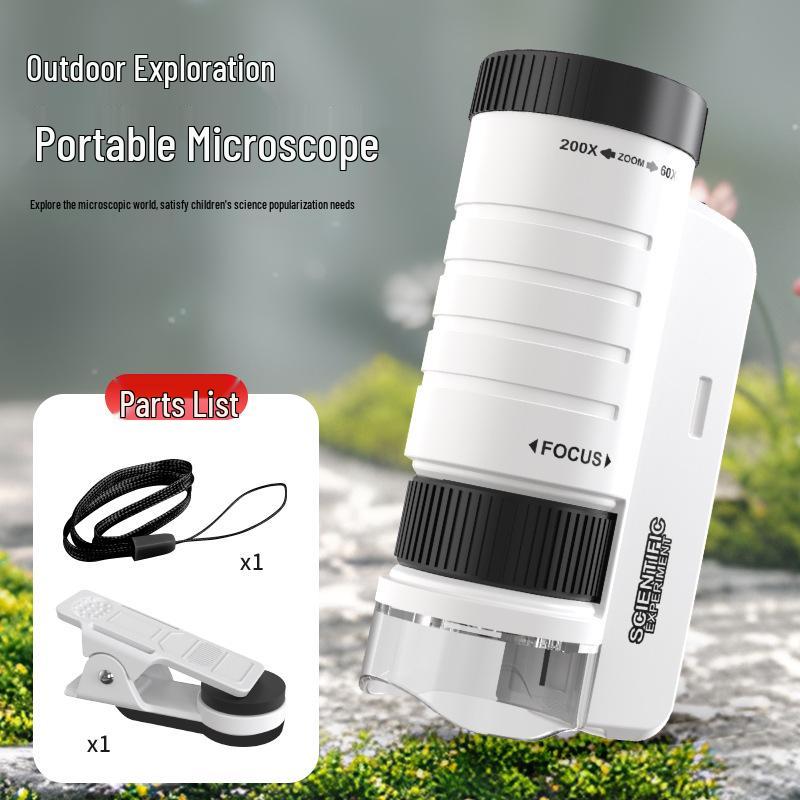 Портативный детский микроскоп, научный набор: Развивающая игрушка для учеников начальной школы, идеальный подарок для мальчиков и девочек