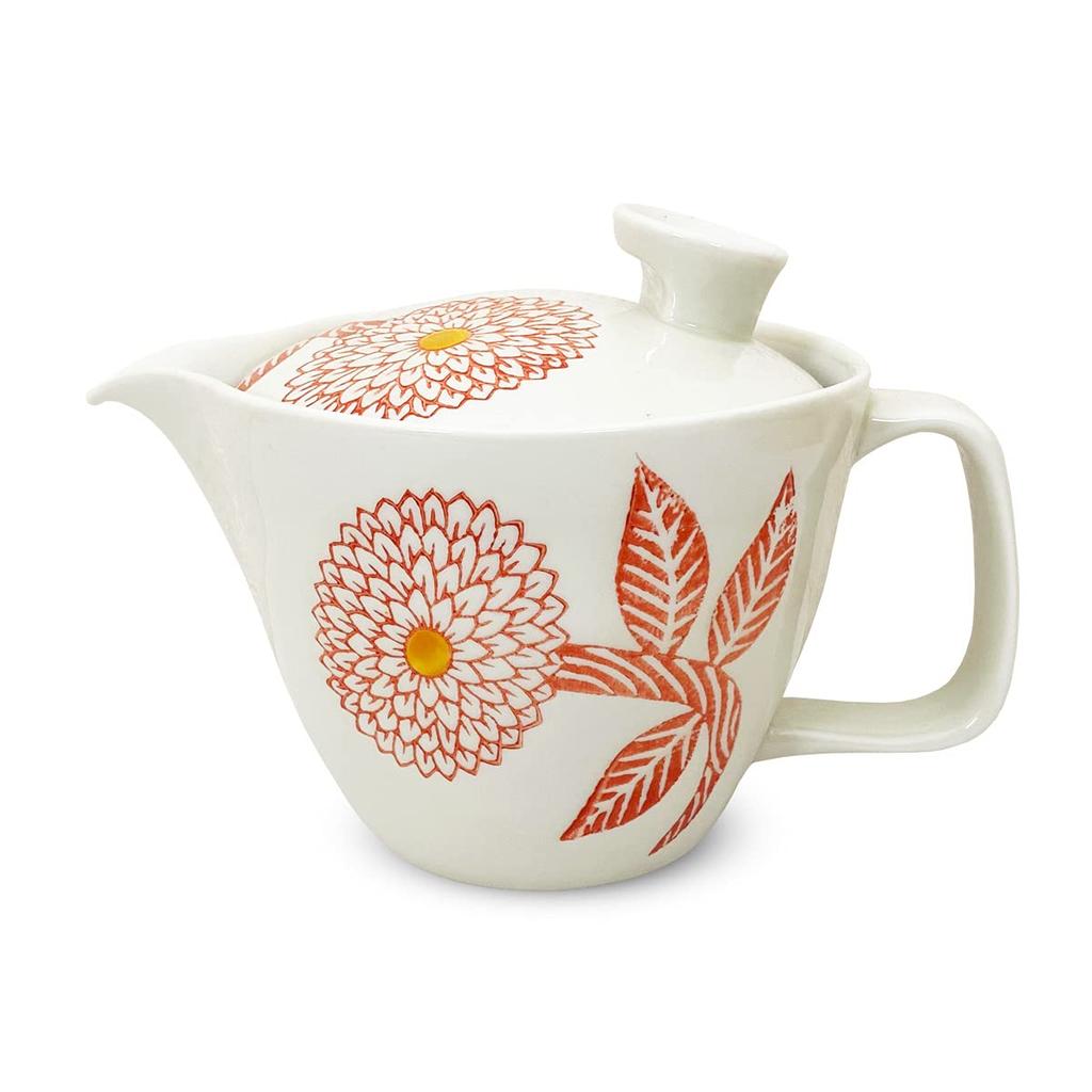 Kunzangama Hasami Made in Person Includes Tea Dahlia Red J-kitchens Teapot, Small, Ware, Japan, 240ml, 1-2 Capacity, Strainer,