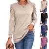 Women's Casual Fashion Loose Tops Puff Sleeves Round Neck Long Sleeve Tops