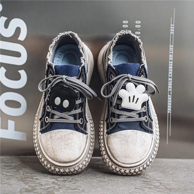 Мужские повседневные винтажные мужские парусиновые туфли 2024 года, новые классические и популярные мужские туфли для скейтбординга с толстой подошвой и большим протектором, размеры 39-44