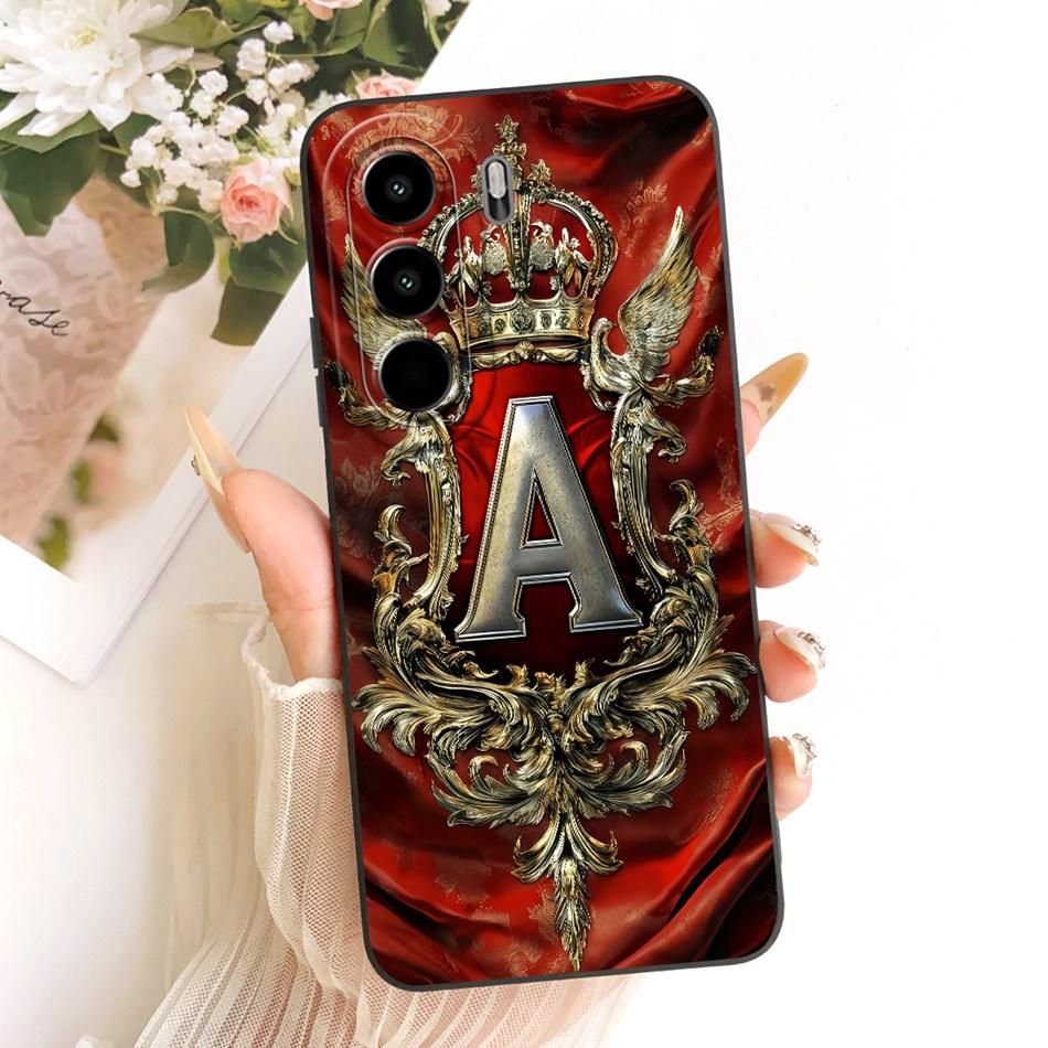 For Itel Power 70 / Itel P70 Feather Crown Initial Letter Phone Case For Itel P70 Power70 P673L Soft Silicone Covers Bumpers