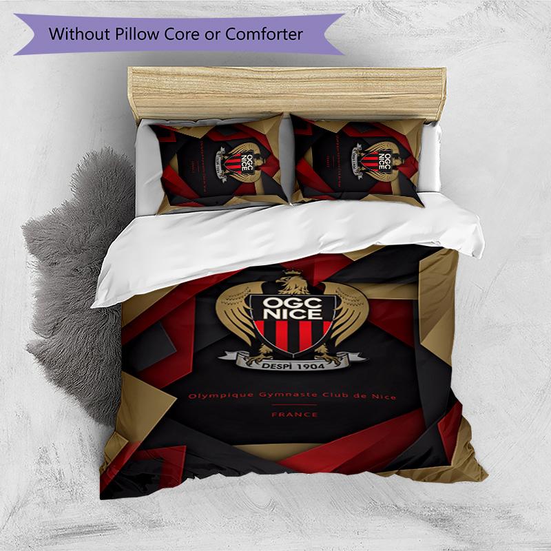 OGC Nice FC Printed 3PCS Bedding Set Breathable Duvet Cover with Pillowcases Decorative Bed Linen for Bedroom Home
