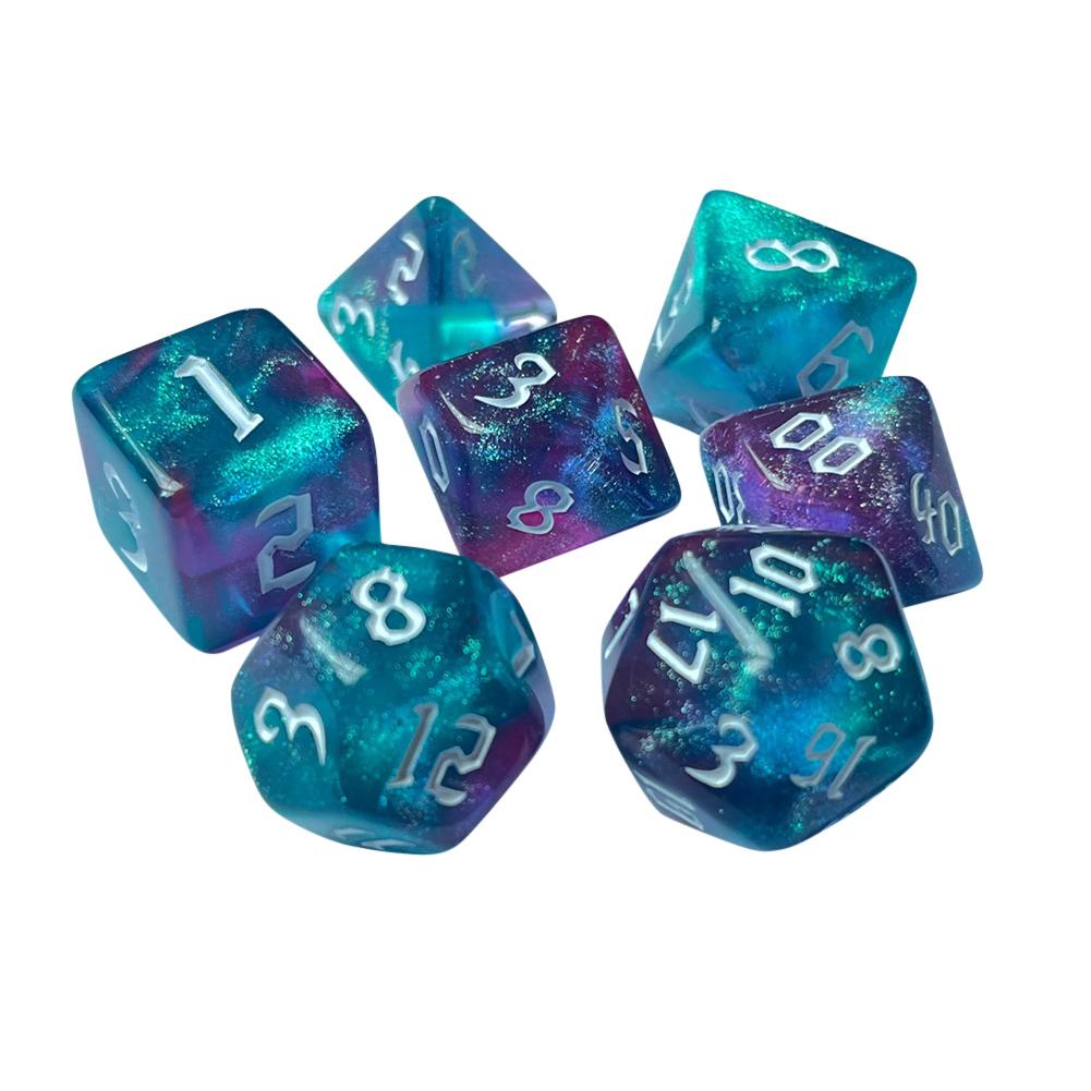 DND Cube Dice RPG Dice Удивительные цвета Смешивание фэнтезийный эффект звездного света Уникальные стили шрифтов Набор кубиков для настольных игр