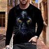 Новые мужские футболки с 3D-принтом серого леопарда, футболки с длинным рукавом и круглым вырезом, повседневные пуловеры, мужская одежда больших размеров