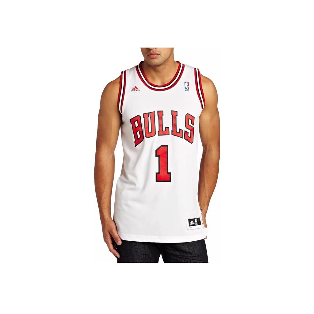 Adidas X NBA Collaboration Rose Bulls 1 вышитая футболка Swingman Fan Edition унисекс-майки белого цвета U08972