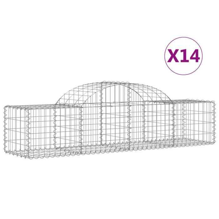 VidaXL Curved Gabion Baskets 14 Pcs 200x50x40/60 Cm Galvanized Iron, Gabion, Gabion Cage, Gabion Wall Basket, Wall 3146269