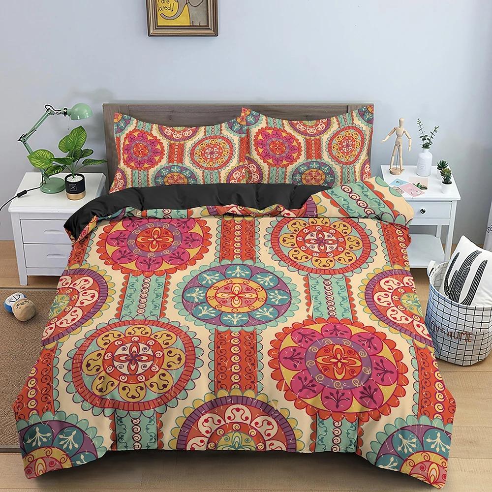 Комплект постельного белья Mandala, комплект постельного белья в стиле бохо, мягкий пододеяльник с 12 наволочками, пододеяльник для спальни, размеры King Queen