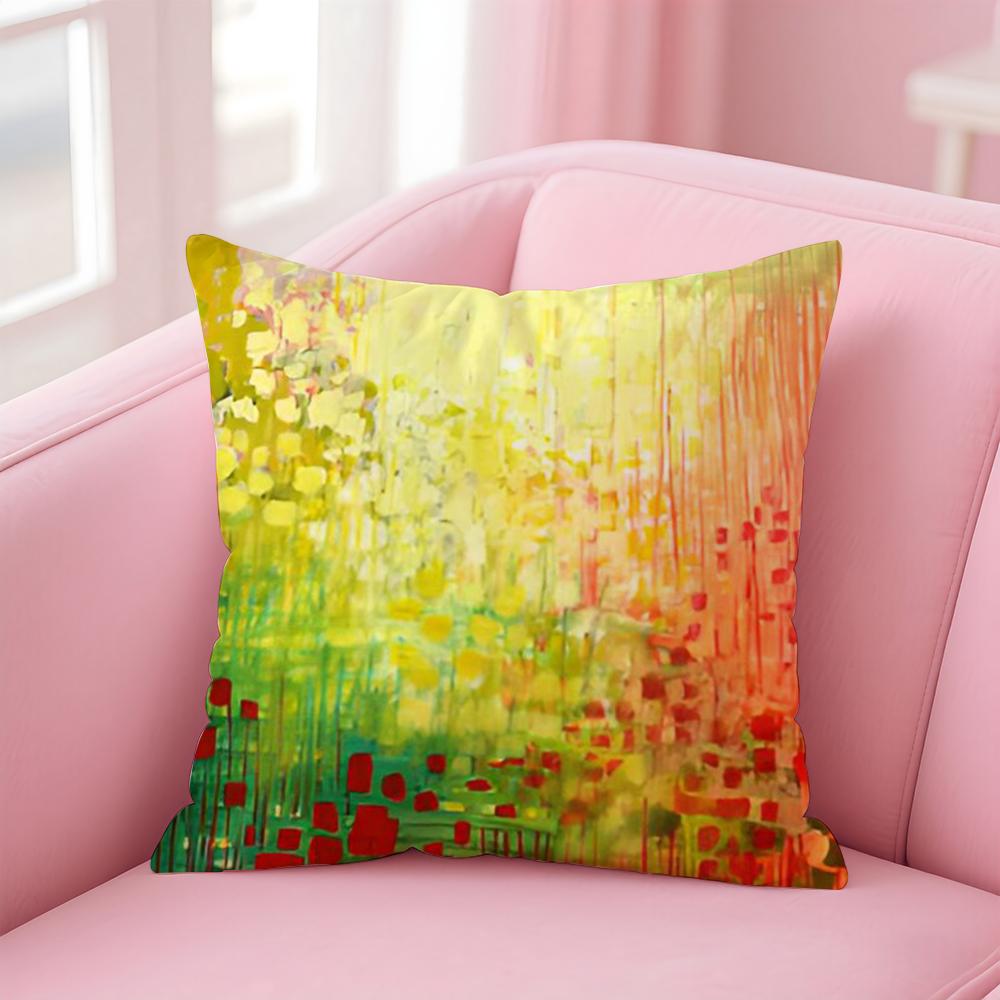 Bold Stunning Anime Abstract Paint Colorful Cushion Cover Linen Pillowcase Cover Soft Decor for Sofa Home Room