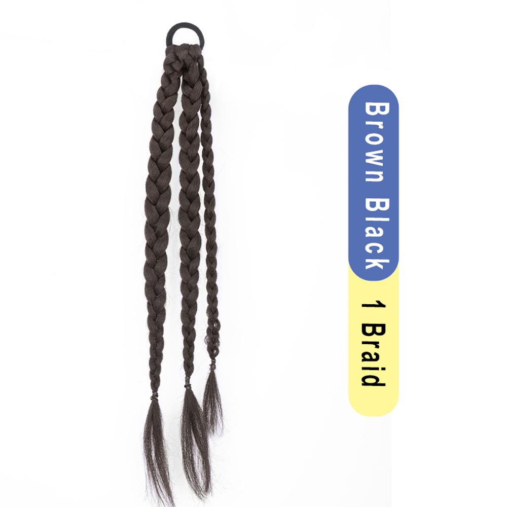 Bybrana Синтетическая резинка для хвоста, плетеная коса из жареного теста, наращивание волос, черные, коричневые женские различные стили