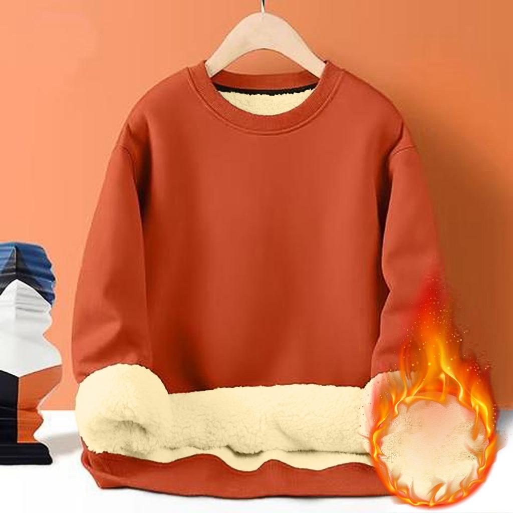 Толстовки для мужчин с длинным рукавом из флиса, повседневные, пушистые, с круглым вырезом, теплые, зимние