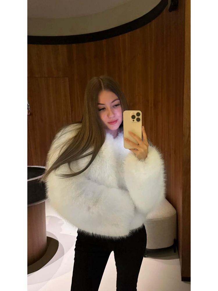 Женская повседневная короткая шуба из лисы тоскана - Европейский и американский уличный стиль