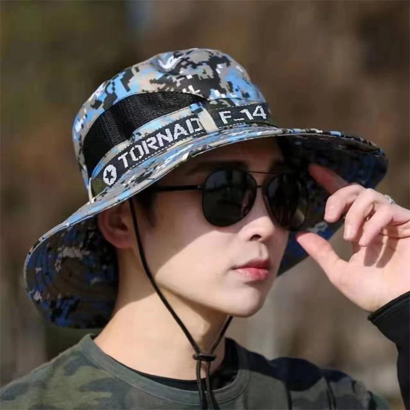 Camouflage fishing hat men's summer UV protection face covering mountaineering hat sun protection sun hat women's outdoor riding