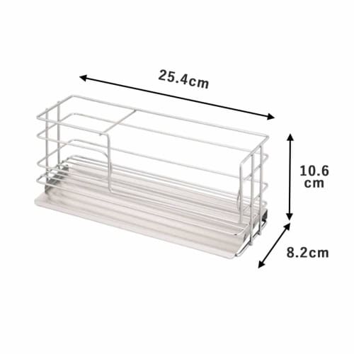 Shimomura Kihan Sponge Holder with Angled Tray, Detergent Sponge Rack, Made In Japan, Stainless Steel, 28565, Tsubame-Sanjo