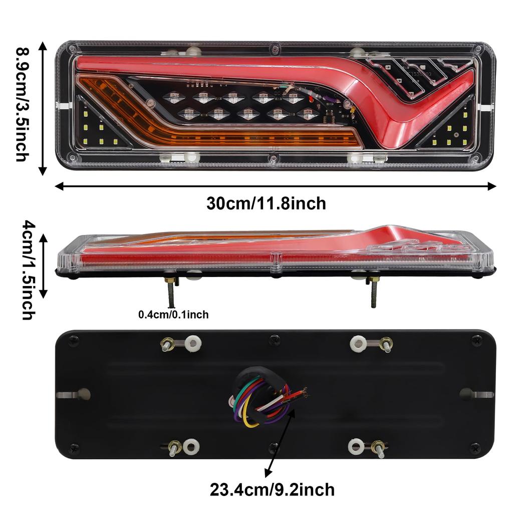 Светодиодный задний фонарь для грузовика Водонепроницаемый и пыленепроницаемый задний фонарь Бегущий указатель поворота с кабелем для легковых и сельскохозяйственных транспортных средств - Высокая яркость, 5 функций