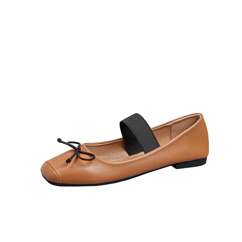 IPPEUM Туфли Мэри Джейн Женские Балетки Большой Размер 44 Туфли-лодочки с Квадратным Носком На Плоской Подошве 2025 Новые Туфли Балерины