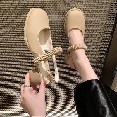 Сандалии с бантом на голове с однотонной модной женской сандалией Fairy Wind 2024, новая линия с квадратной головкой, туфли Мэри Джейн