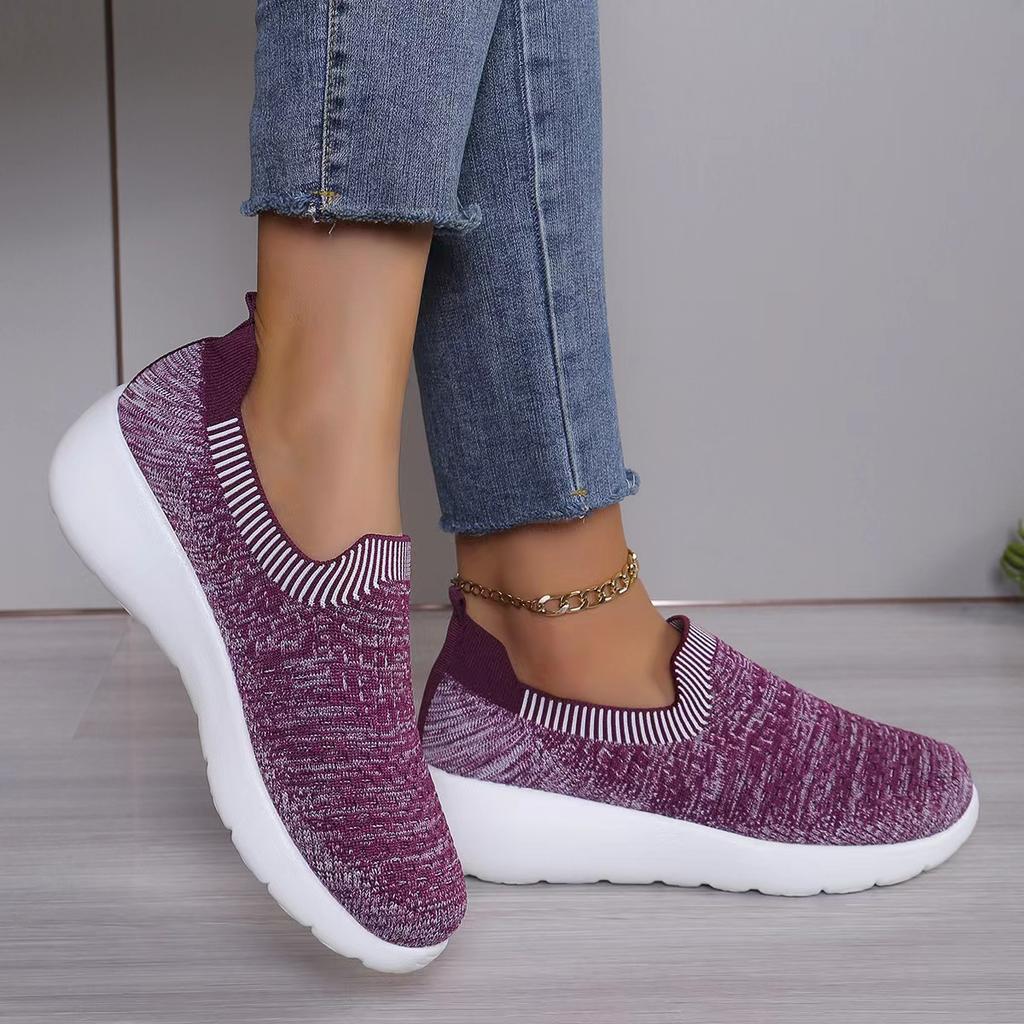 Fashion Shoes Woman 2024 Trend Sneakers Breathable Knit Slip-on Thick Bottom Comfor Light Sport Shoe Zapatillas Deportivas Para Mujeres