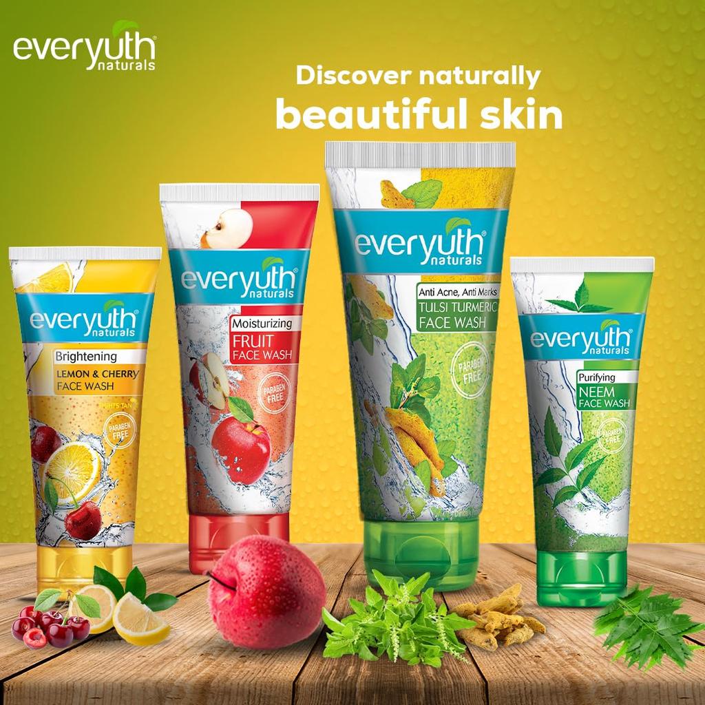 Everyuth Naturals Анти-акне гель для умывания Набор из 2 штук 150г Тулси Куркума Мягкий отшелушивающий очищающий гель для обновления кожи