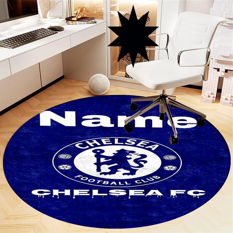 Custom Name Chelsea Football Club Printed Round Rug Carpet Chair Rug Area Rug Entryway Doormats,for Office Chair Living Room Bedroom Kitchen Room.
